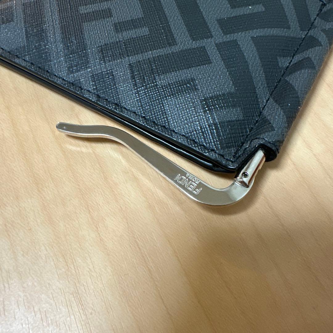 FENDI フェンディ　マネークリップ　ズッカ　ダイアゴナル　イエローライン