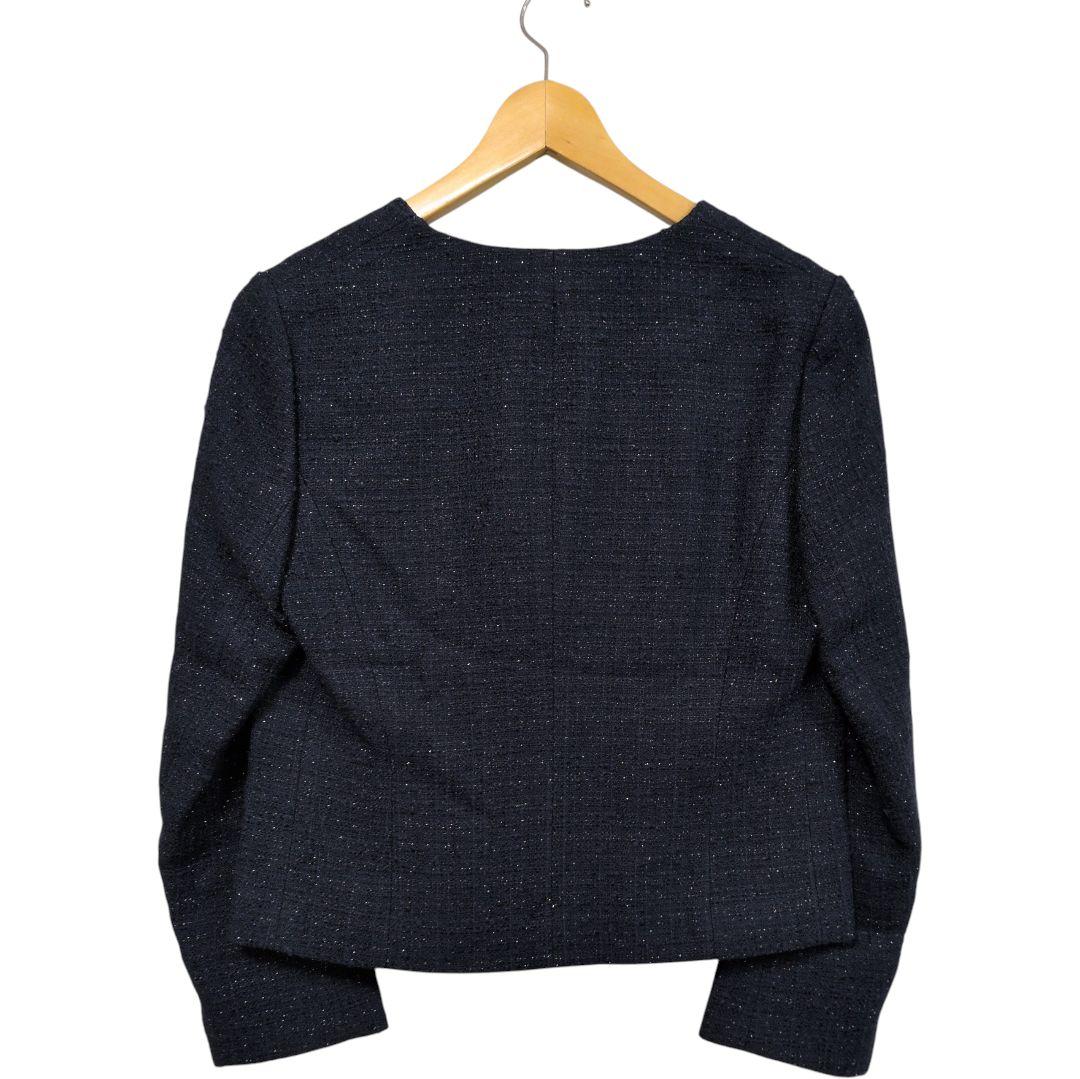 【新品】UNTITLED アンタイトル ツイード ノーカラージャケット ネイビー