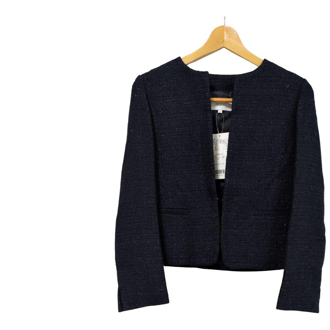 【新品】UNTITLED アンタイトル ツイード ノーカラージャケット ネイビー