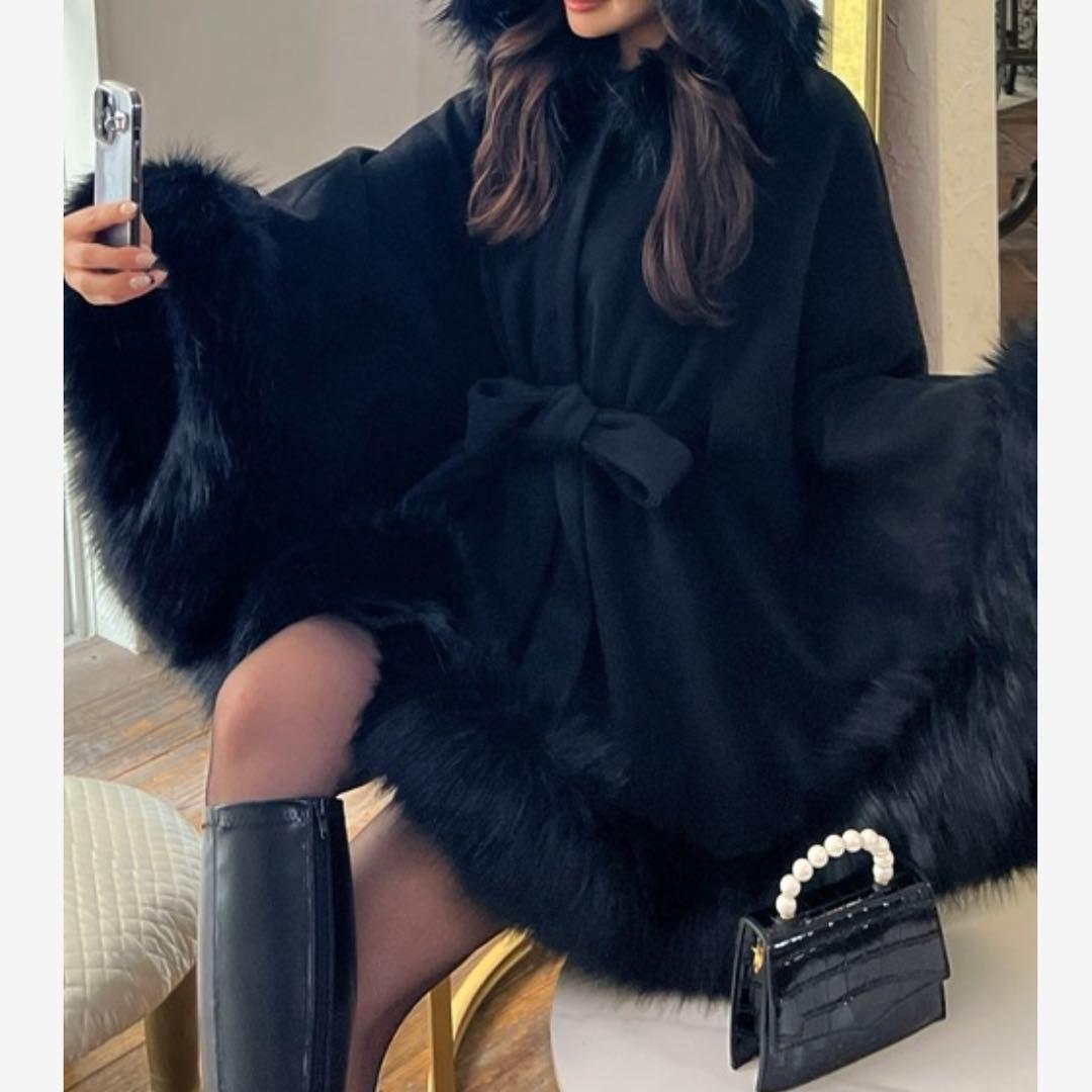 ロイヤルパーティー フードファーケープコート ポンチョ zozo限定 