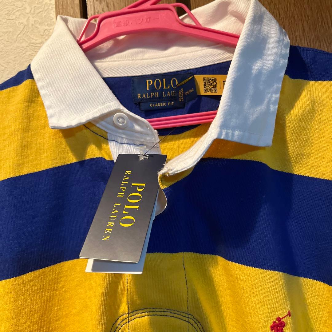 新品未使用タグ付きPolo Ralph Lauren長袖ポロシャツ黄色青ボーダー