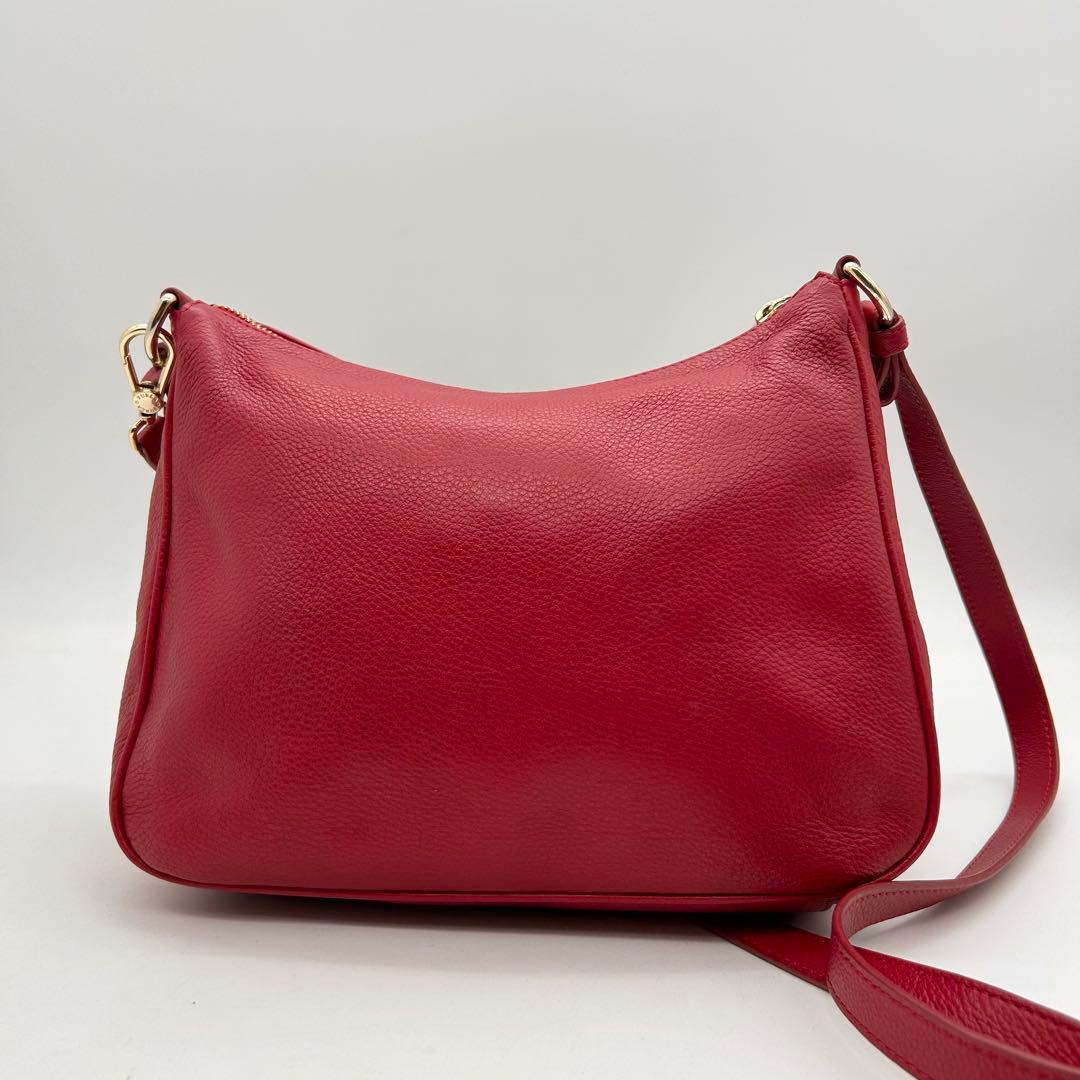 極美品　FURLA　フルラ　ショルダーバッグ　オールレザー　赤　ロゴ　斜め掛け◎