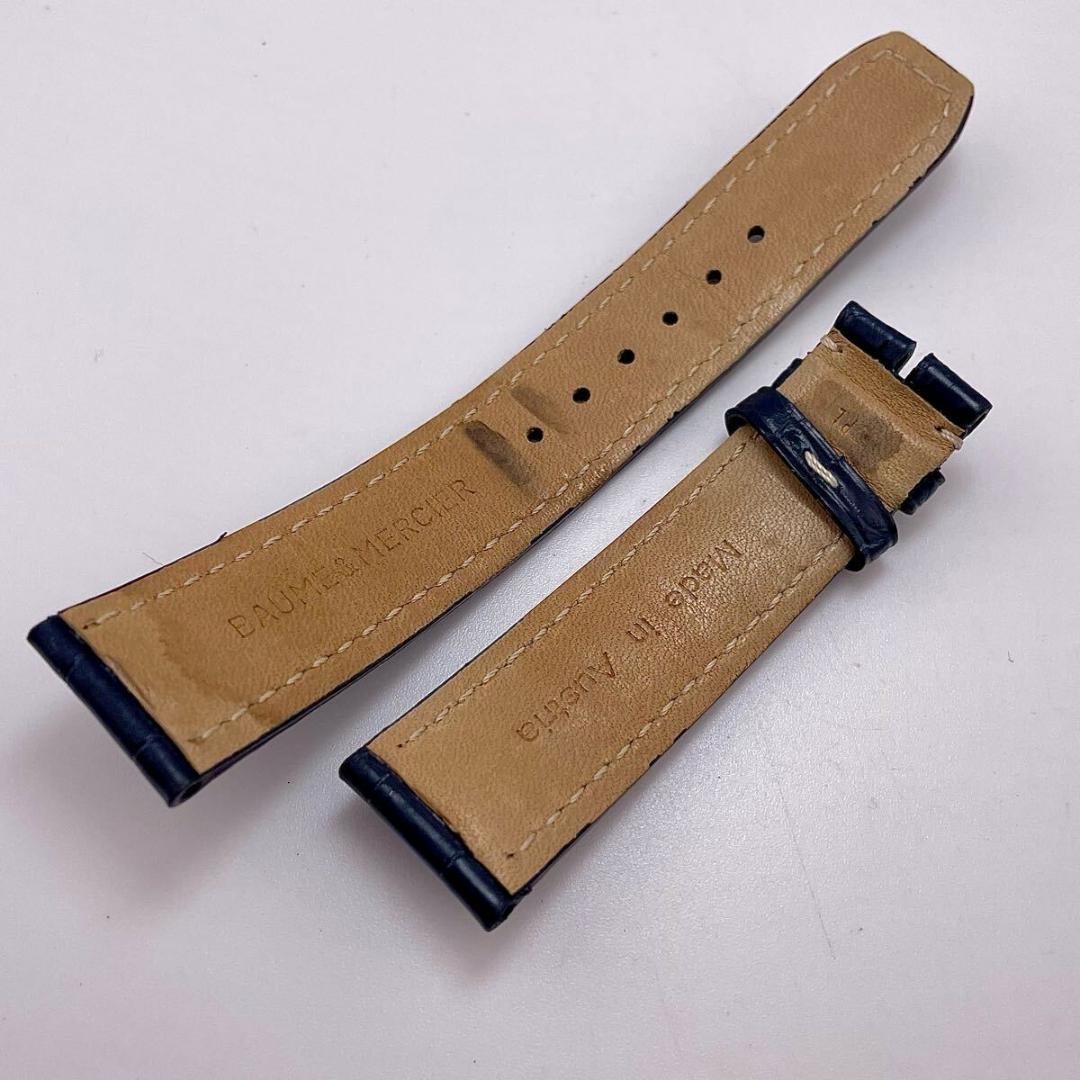 【希少/美品】ボームアンドメルシー 純正 20mm クロコ レザー ベルト 紺