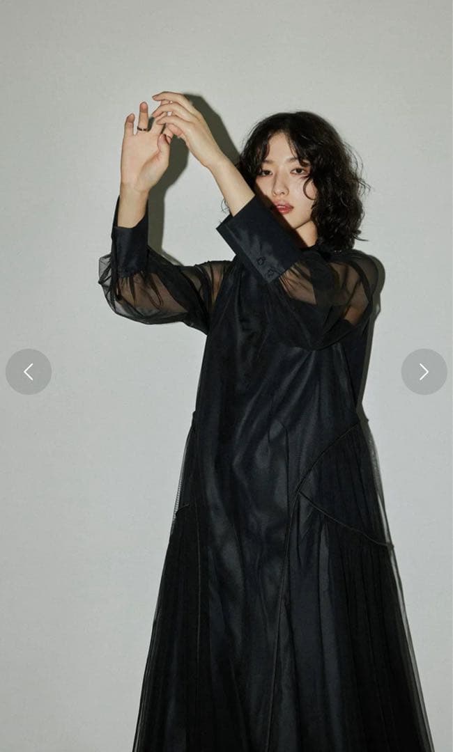 niana（ニアナ）チュールパイピングAラインドレス マタニティ ブラック　M