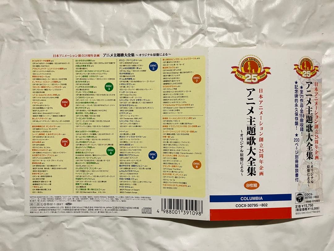 日本アニメーション創立25周年企画 アニメ主題歌大全集 初回仕様