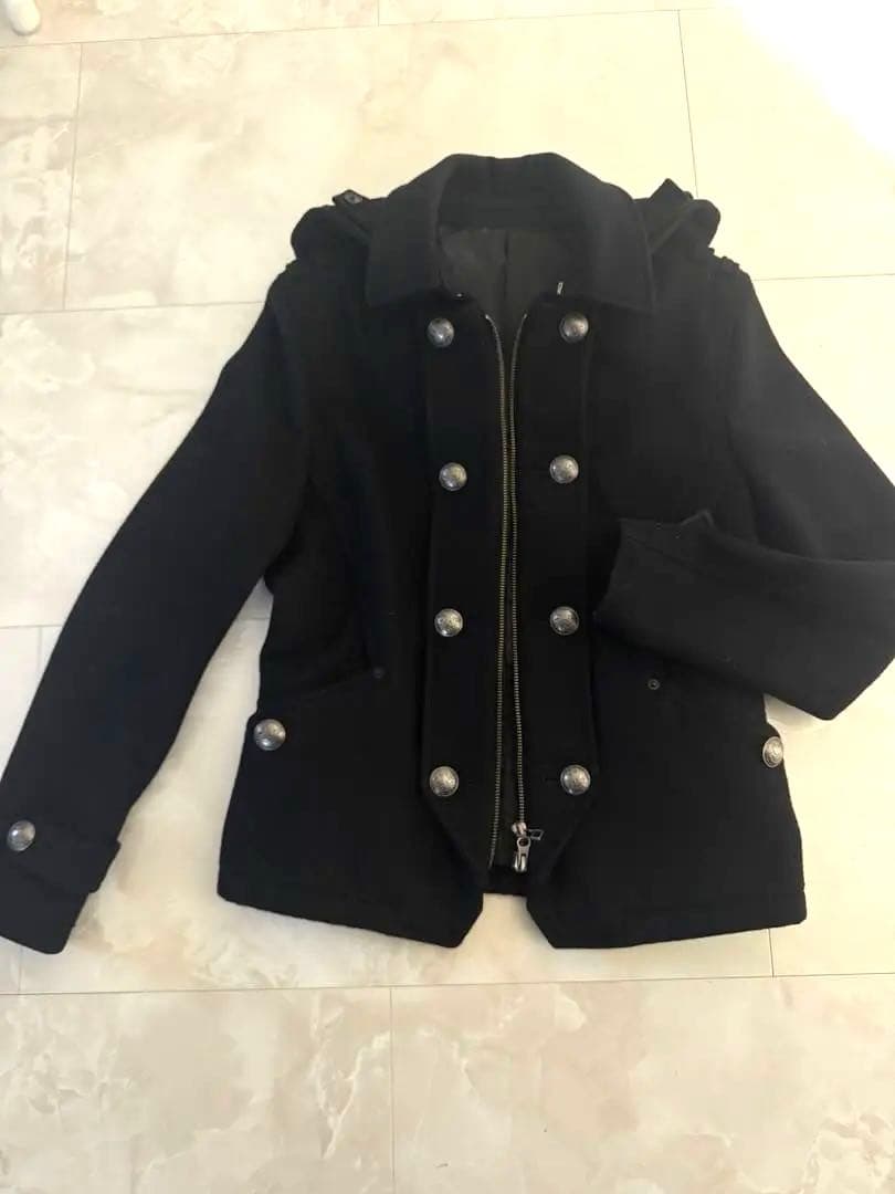 PPFM ブラック ピーコート フード付き　Sサイズ　メンズ　神の服