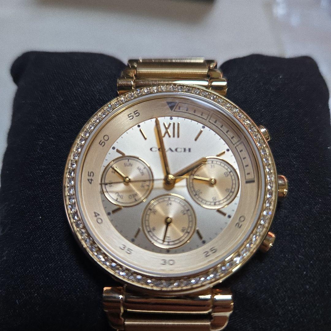 M*l様 COACH ゴールド クロノグラフ腕時計稼働品