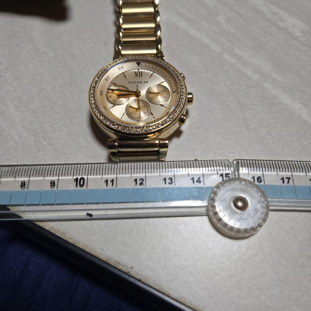 M*l様 COACH ゴールド クロノグラフ腕時計稼働品