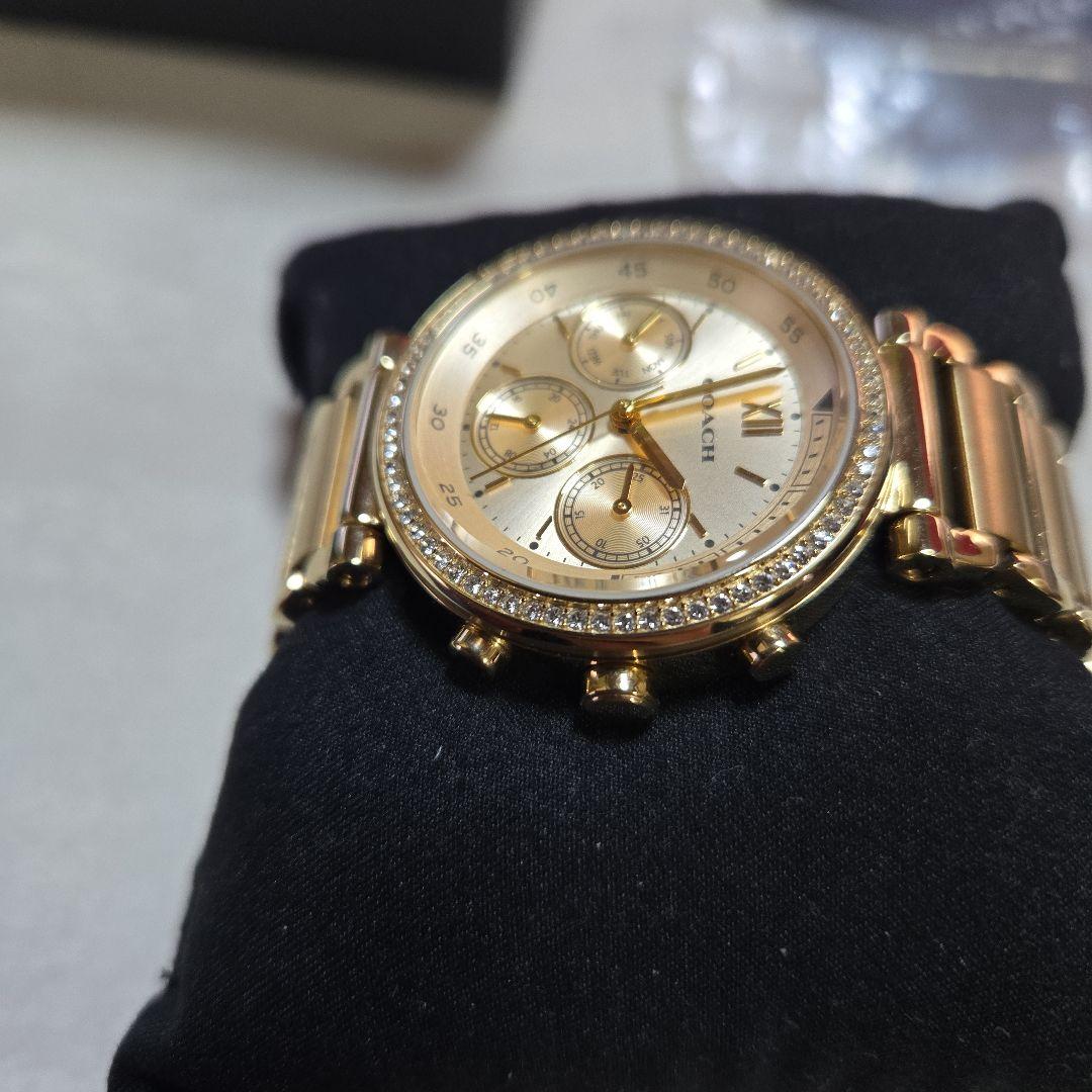 M*l様 COACH ゴールド クロノグラフ腕時計稼働品