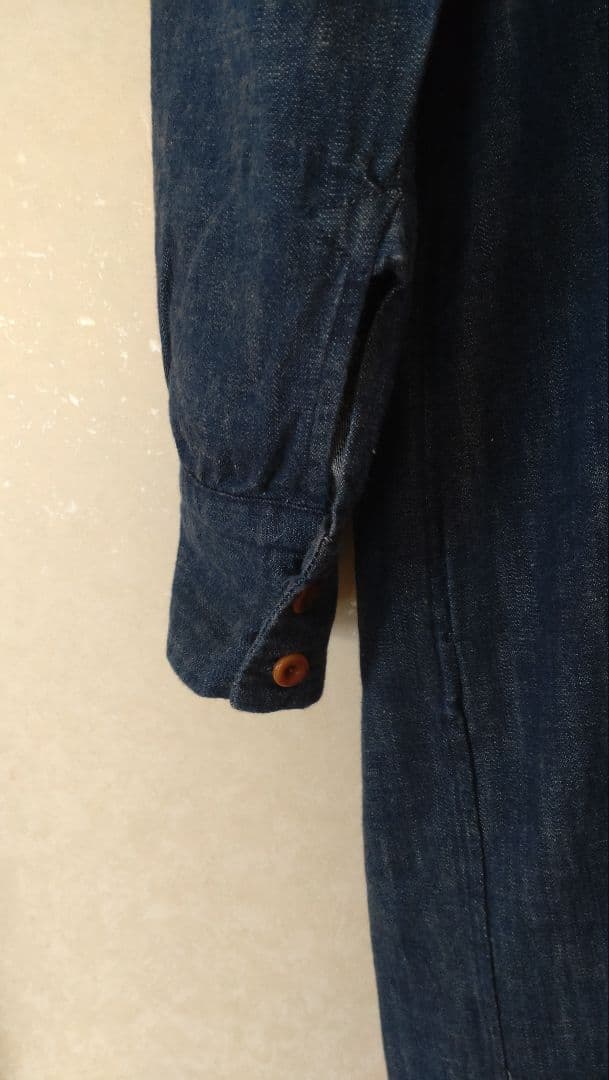 美品♪45R デニムブルー 長袖ワンピース