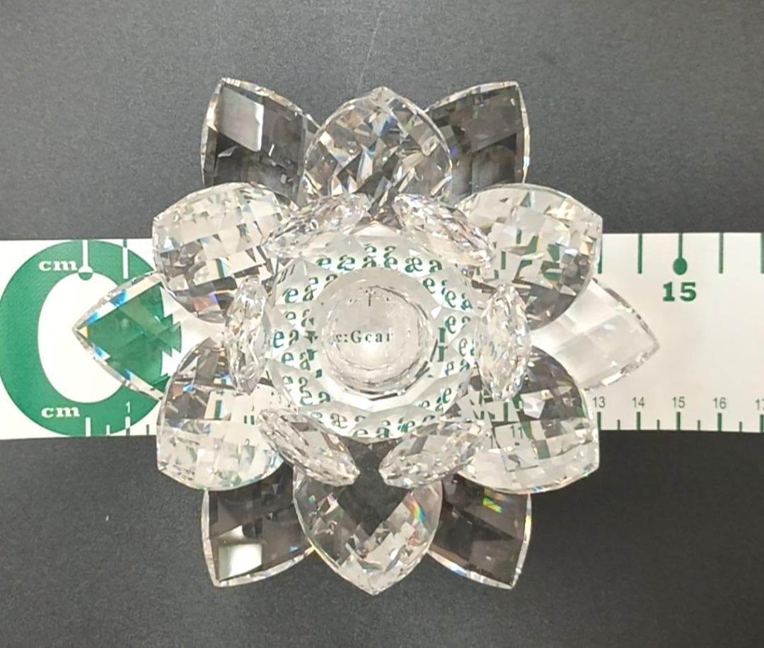 【中古美品】スワロフスキー　クリスタルガラス スイレン キャンドルホルダー（L）