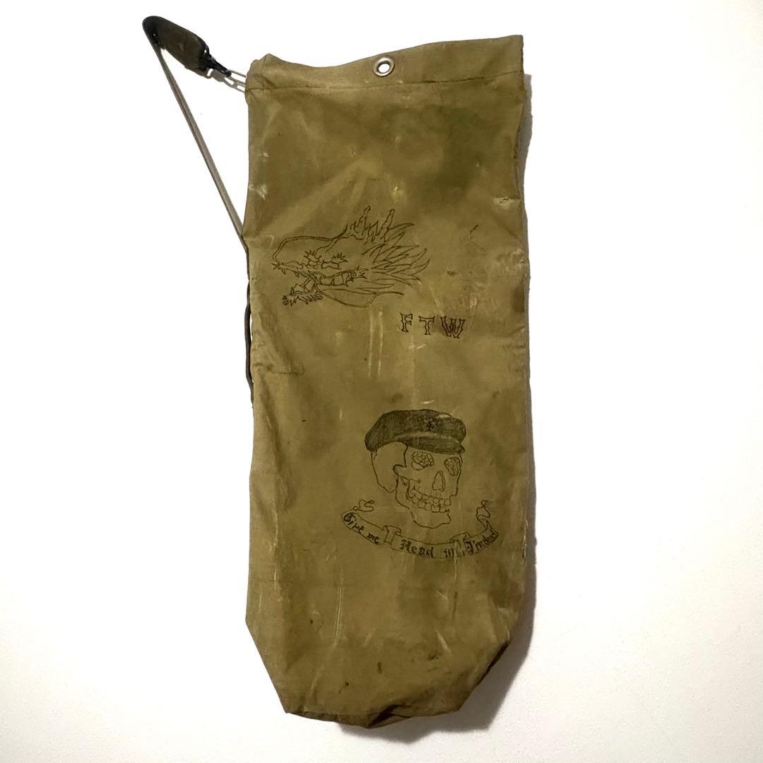 40's〜50's ヴィンテージ ハンドペイント ヘビーダッフルバック スカル