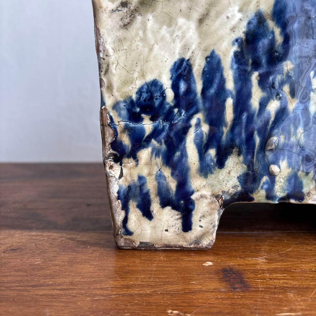 やちむん　切立　沖縄　壺屋　作者不明　アンティーク　四角　陶器鉢　焼き物