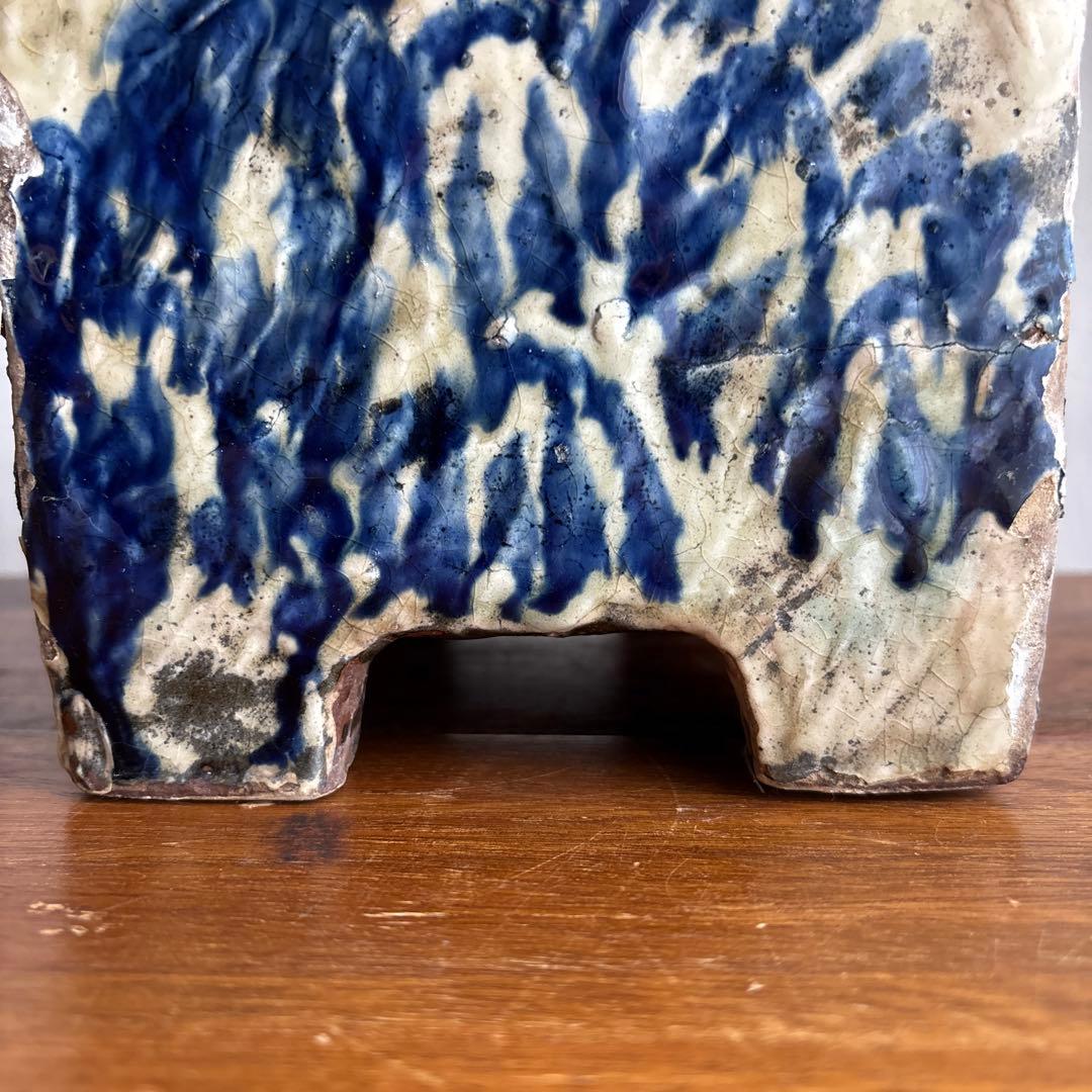 やちむん　切立　沖縄　壺屋　作者不明　アンティーク　四角　陶器鉢　焼き物