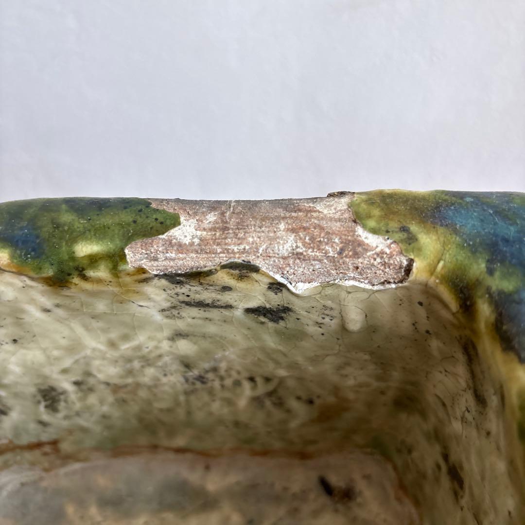 やちむん　切立　沖縄　壺屋　作者不明　アンティーク　四角　陶器鉢　焼き物