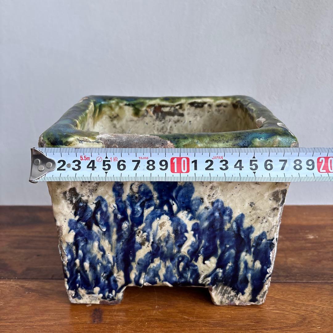 やちむん　切立　沖縄　壺屋　作者不明　アンティーク　四角　陶器鉢　焼き物