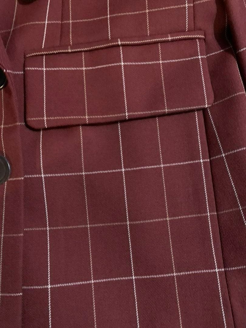 mymason⭐︎バーガンディ チェック柄 ダブルブレストジャケット&つなぎ