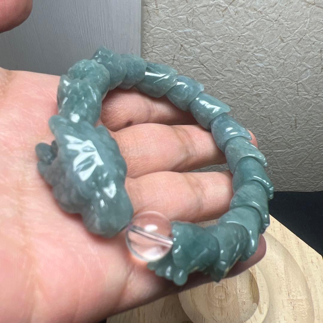 浄化水晶&繁栄翡翠製　龍神ブレスレット