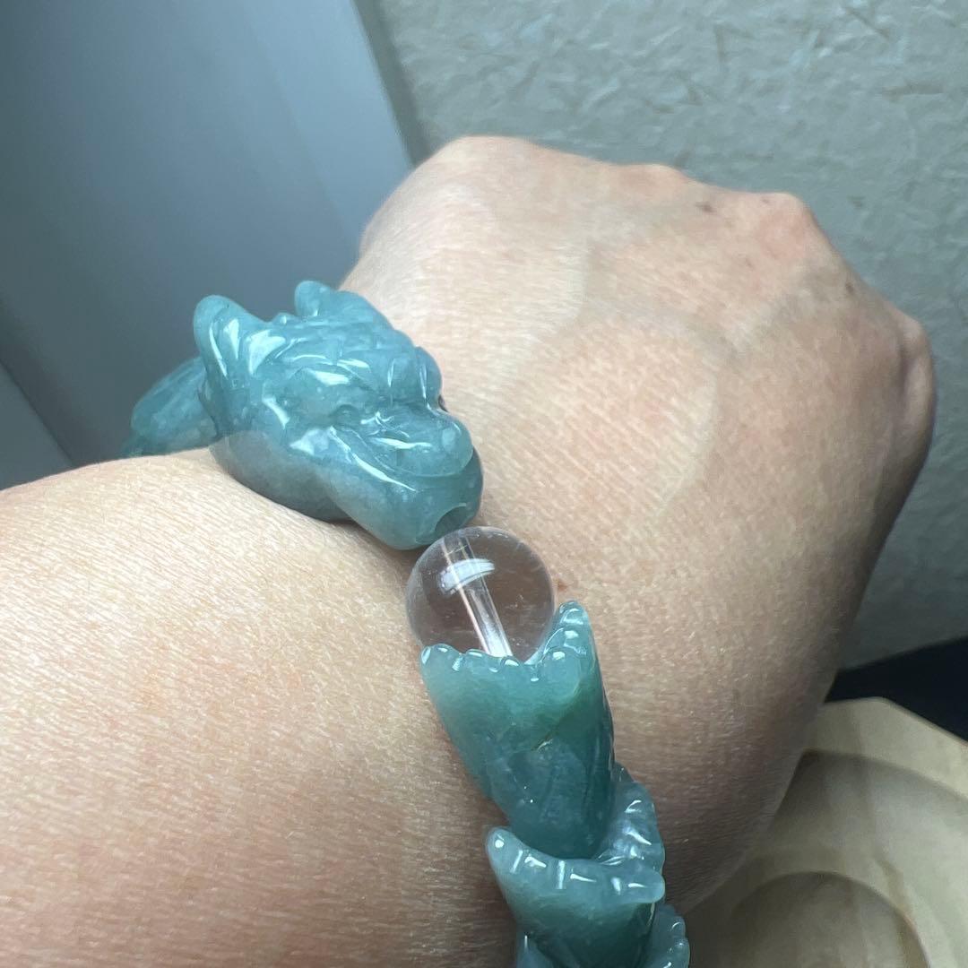 浄化水晶&繁栄翡翠製　龍神ブレスレット