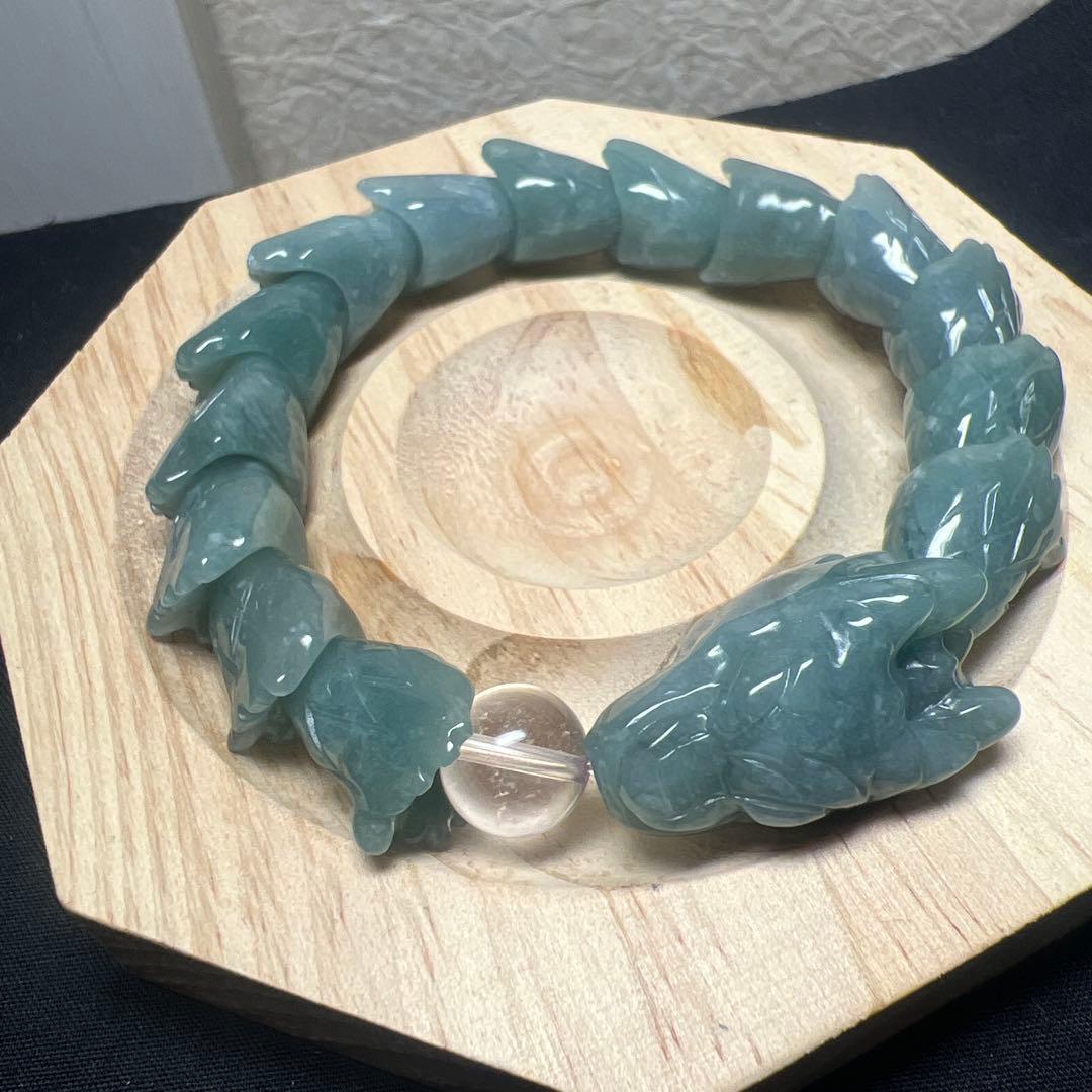 浄化水晶&繁栄翡翠製　龍神ブレスレット
