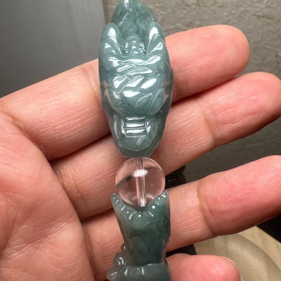 浄化水晶&繁栄翡翠製　龍神ブレスレット