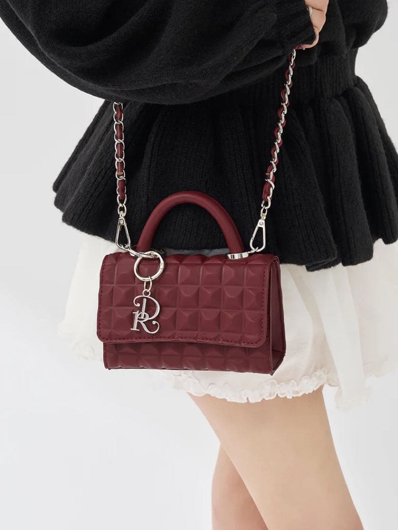 新品 ダーリッチ DRチャームチョコレートハンドバッグ ボルドー バレンタイン