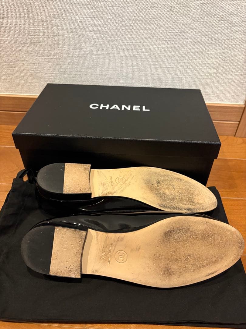 CHANELシャネル　バレリーナ　カーフスキン黒✖️黒　バレエシューズ