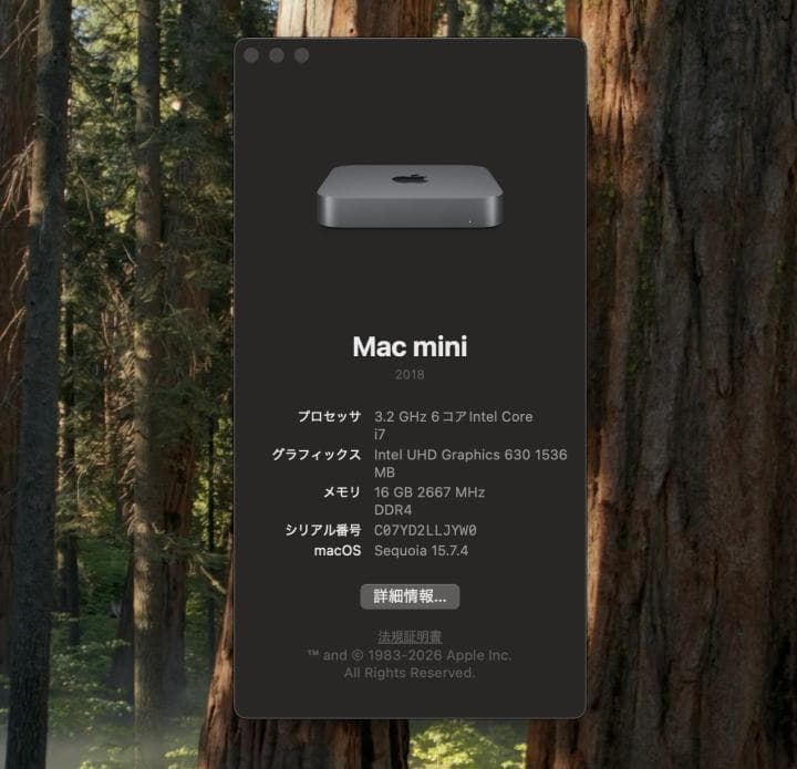 Macデスクトップ Mac mini 2018 Core i7 / 16G / 512GB