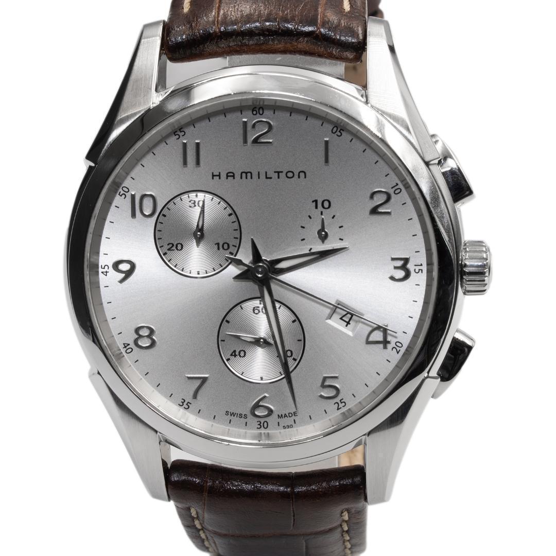 ハミルトン 腕時計 メンズ ジャズマスター シルバー 茶色 クロノグラフ ロゴ