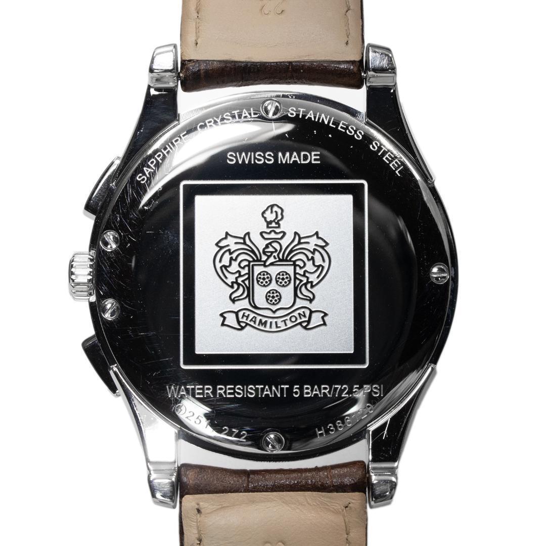 ハミルトン 腕時計 メンズ ジャズマスター シルバー 茶色 クロノグラフ ロゴ