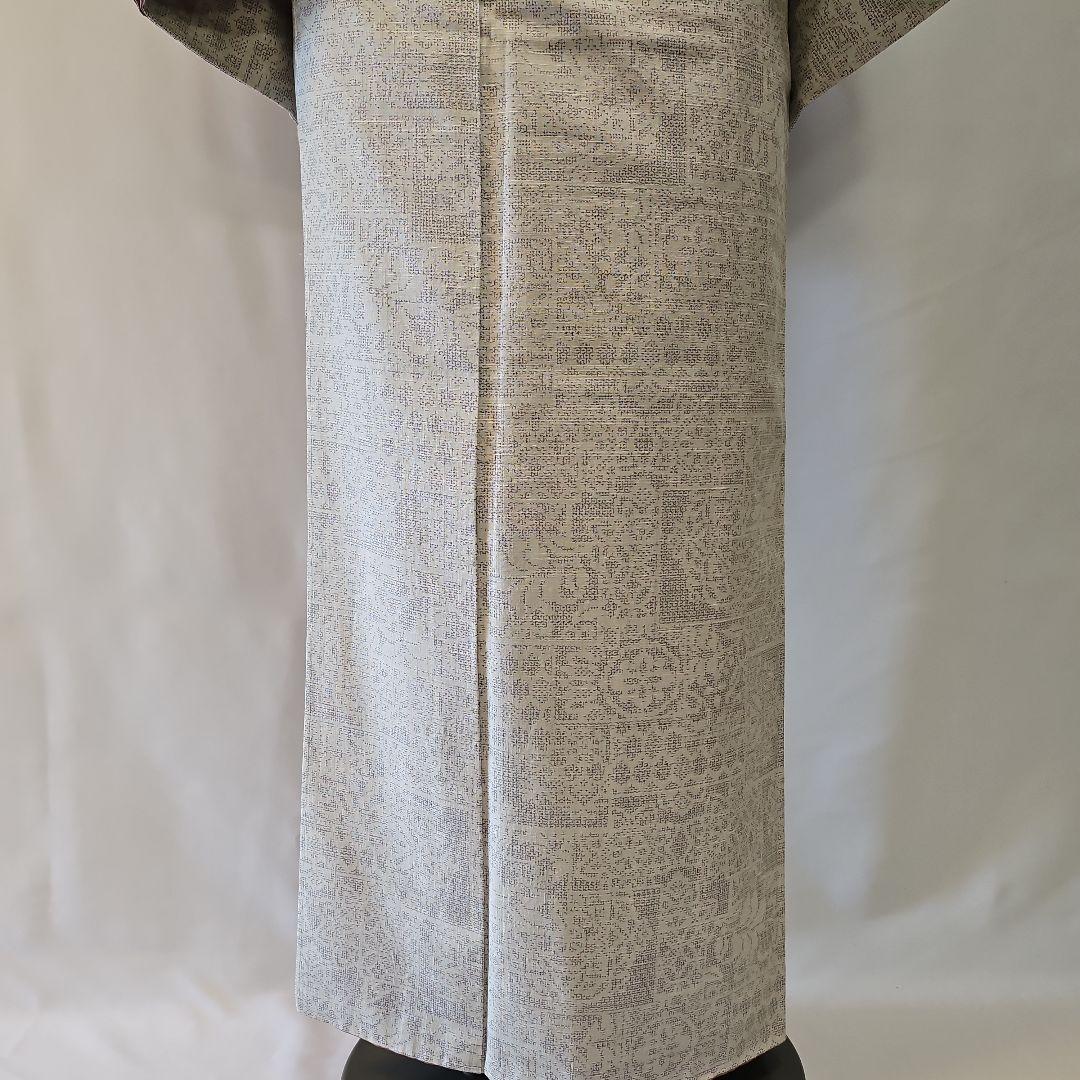 本真綿結城紬☆結城織物☆正絹☆結城紬☆仕付け付き☆薄いグレー地☆証紙あり