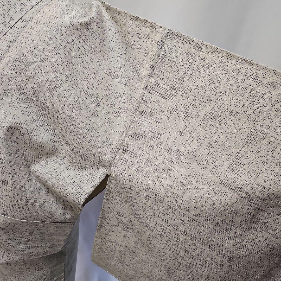 本真綿結城紬☆結城織物☆正絹☆結城紬☆仕付け付き☆薄いグレー地☆証紙あり