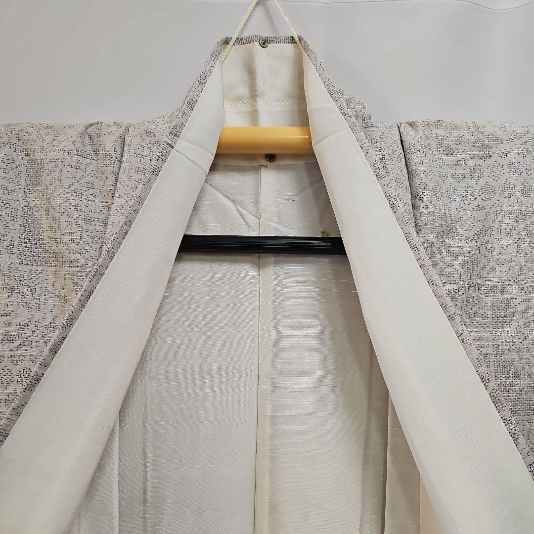 本真綿結城紬☆結城織物☆正絹☆結城紬☆仕付け付き☆薄いグレー地☆証紙あり