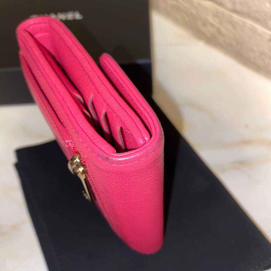 【週末限定値下げ】CHANEL シャネル 二つ折り財布 ピンク