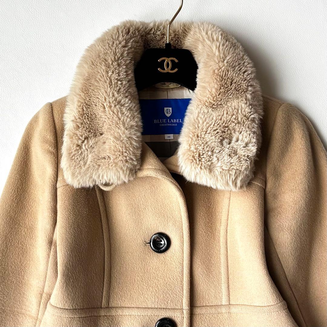 BLUE LABEL CRESTBRIDGE ロングコート　ウール混　ファー