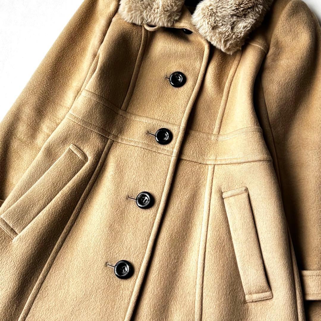 BLUE LABEL CRESTBRIDGE ロングコート　ウール混　ファー