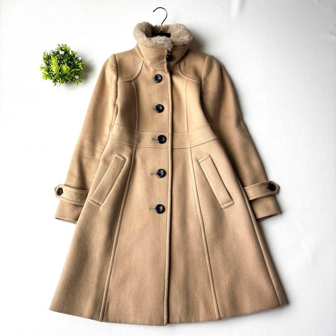 BLUE LABEL CRESTBRIDGE ロングコート　ウール混　ファー