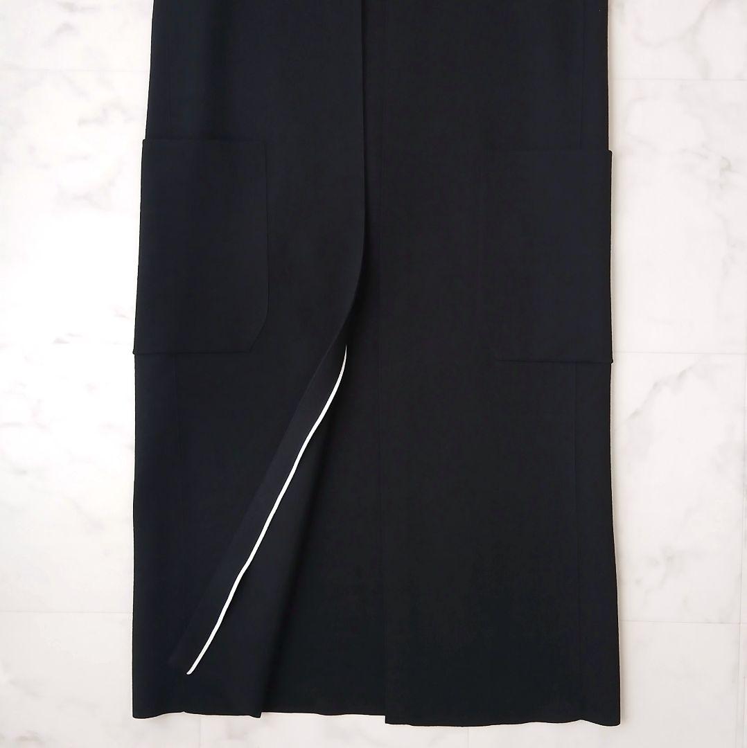 美品 シクラス 上質 シルクコットン ミラノリブ ニットジレ S ロング 黒