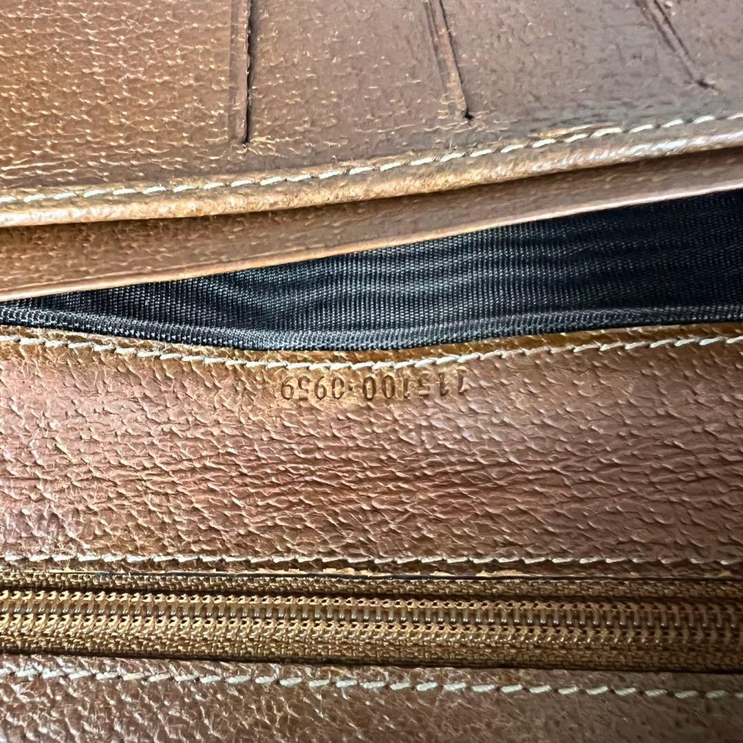 GUCCI GGキャンバス がま口 レザー 長財布 ブラウン