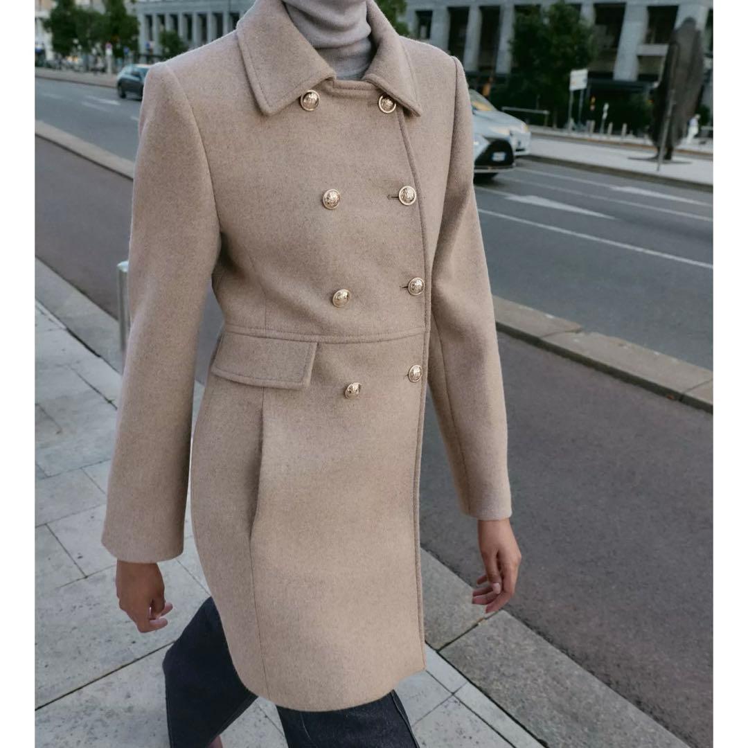 ZARAウール混紡ショート丈ダブルブレストコート Sサイズ 新品