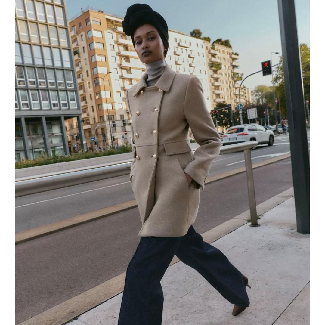 ZARAウール混紡ショート丈ダブルブレストコート Sサイズ 新品