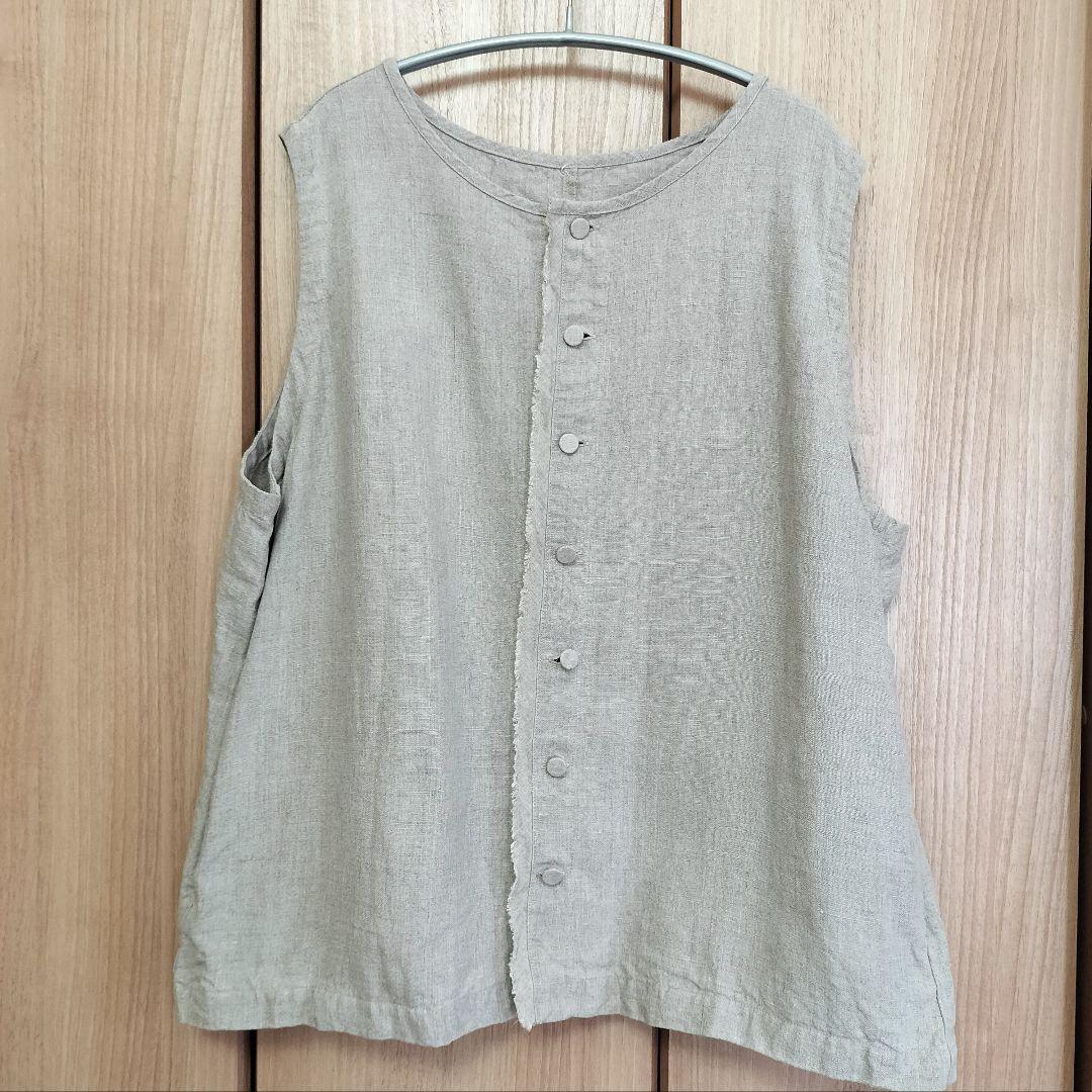 ネストローブ ブラックリネンクルーベスト ベージュ nest Robe