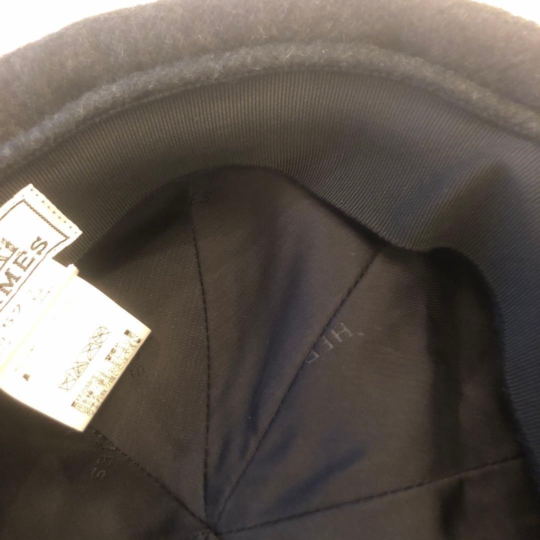 HERMES カシミヤキャスケット 57 ダークグレー