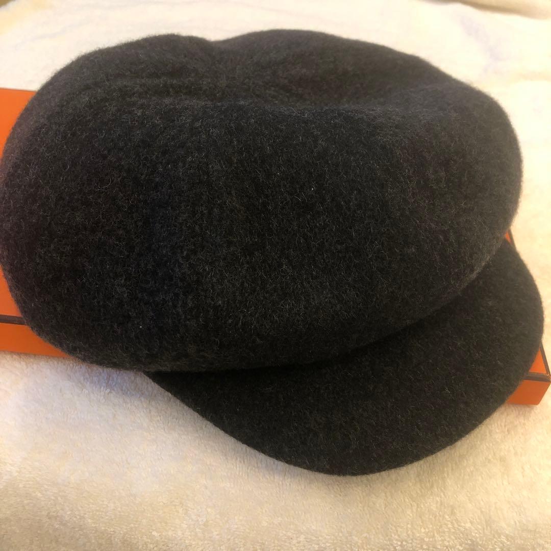 HERMES カシミヤキャスケット 57 ダークグレー