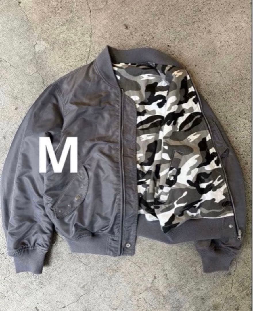 BELVET Camo Reversible MA-1 Jacket グレー
