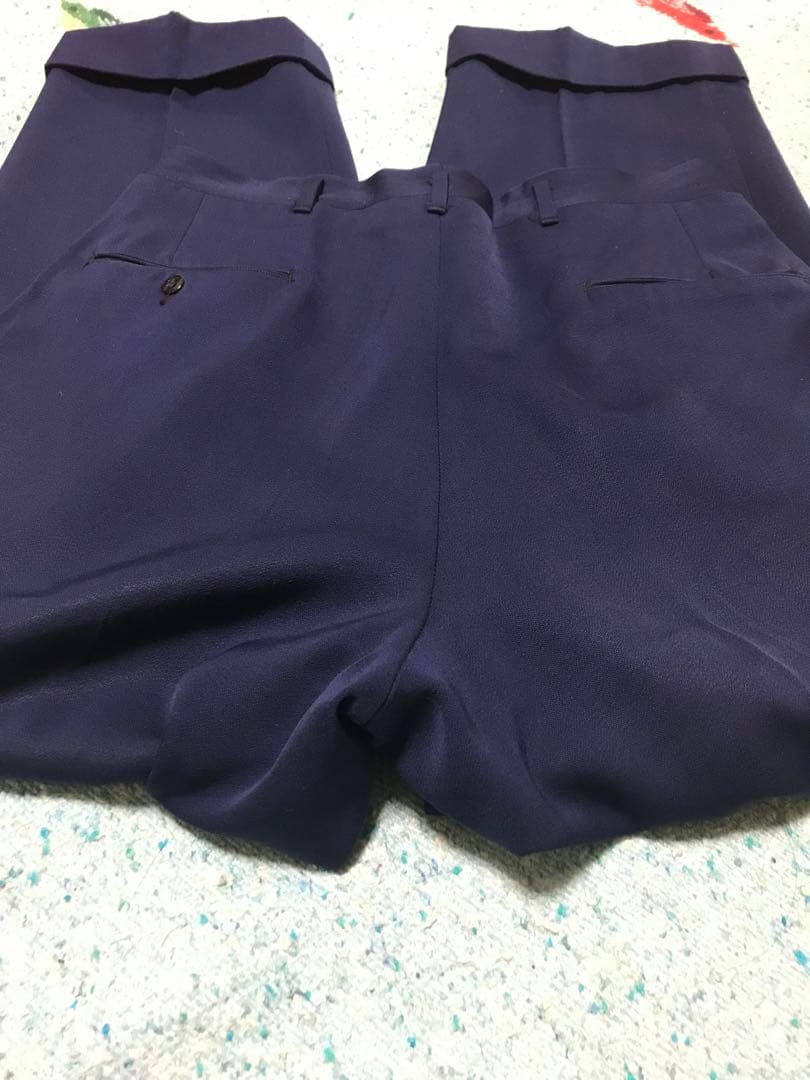50s レーヨン ウール ギャバジン スラックス ナス紺 ネイビー 2タック