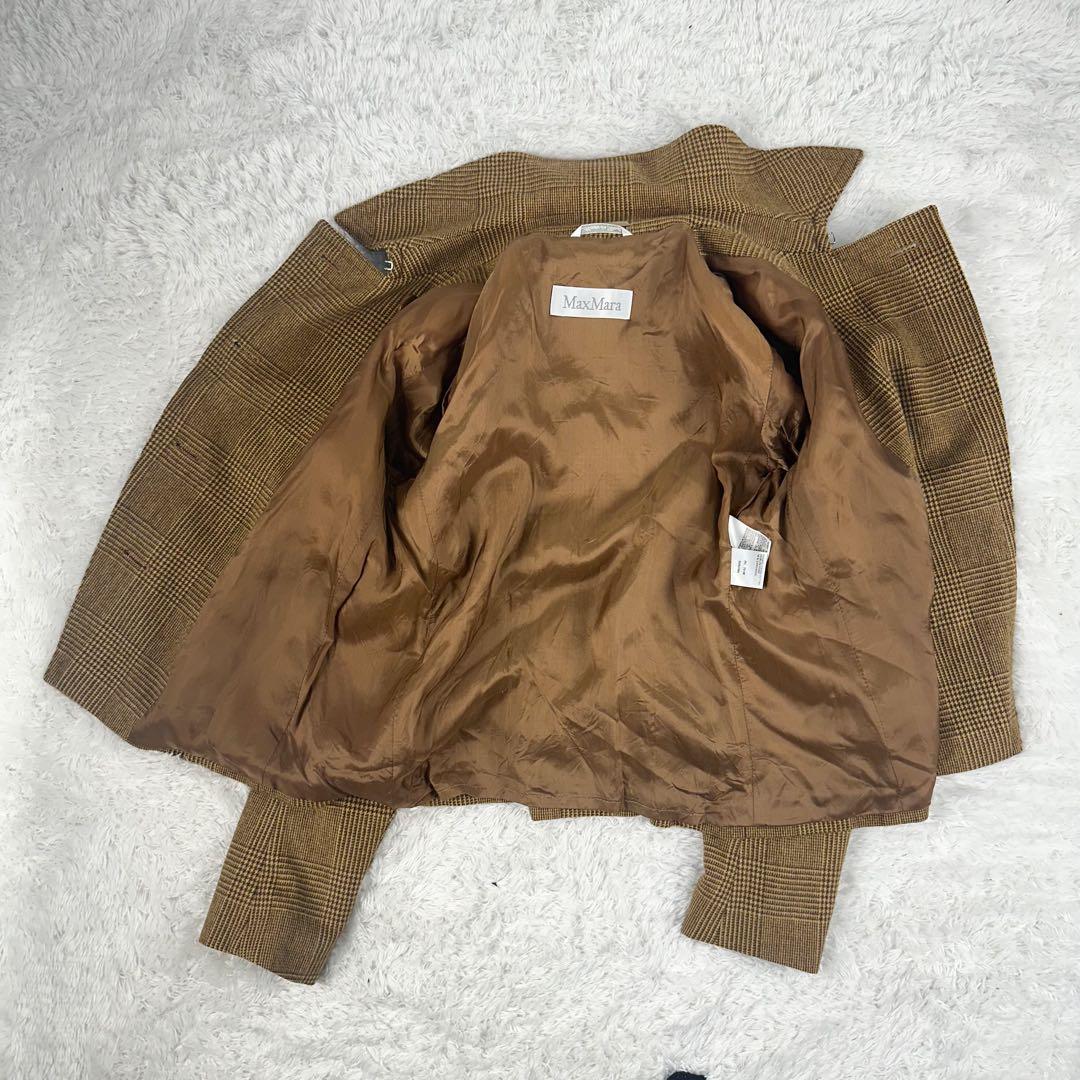 マックスマーラ　Pコート　銀タグ　アンゴラ混　ジャケット　茶色　M ベルト