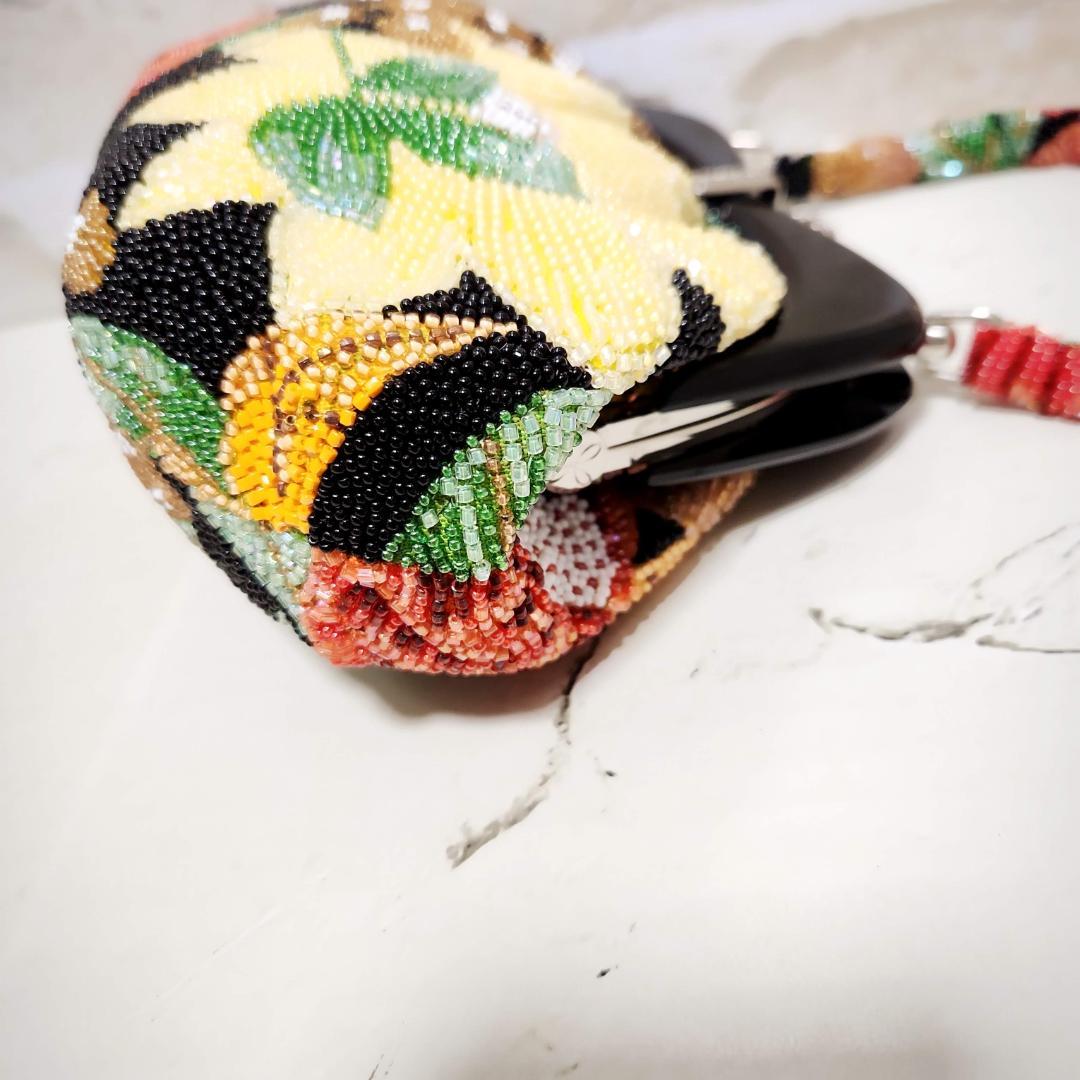 ★【はしもと】皇室御用達 大正ロマン-昭和レトロガマ口 ビーズバッグ カラフル