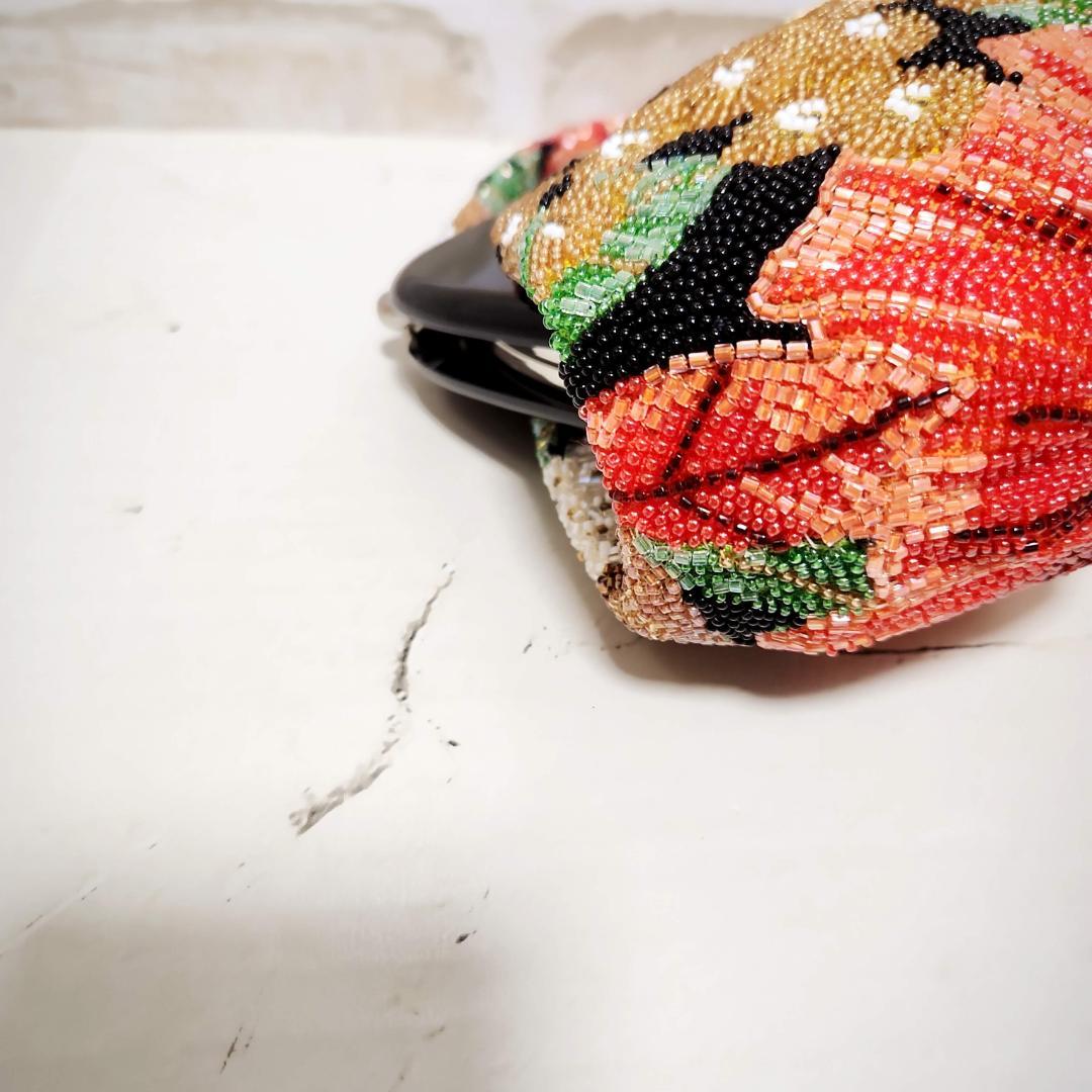 ★【はしもと】皇室御用達 大正ロマン-昭和レトロガマ口 ビーズバッグ カラフル