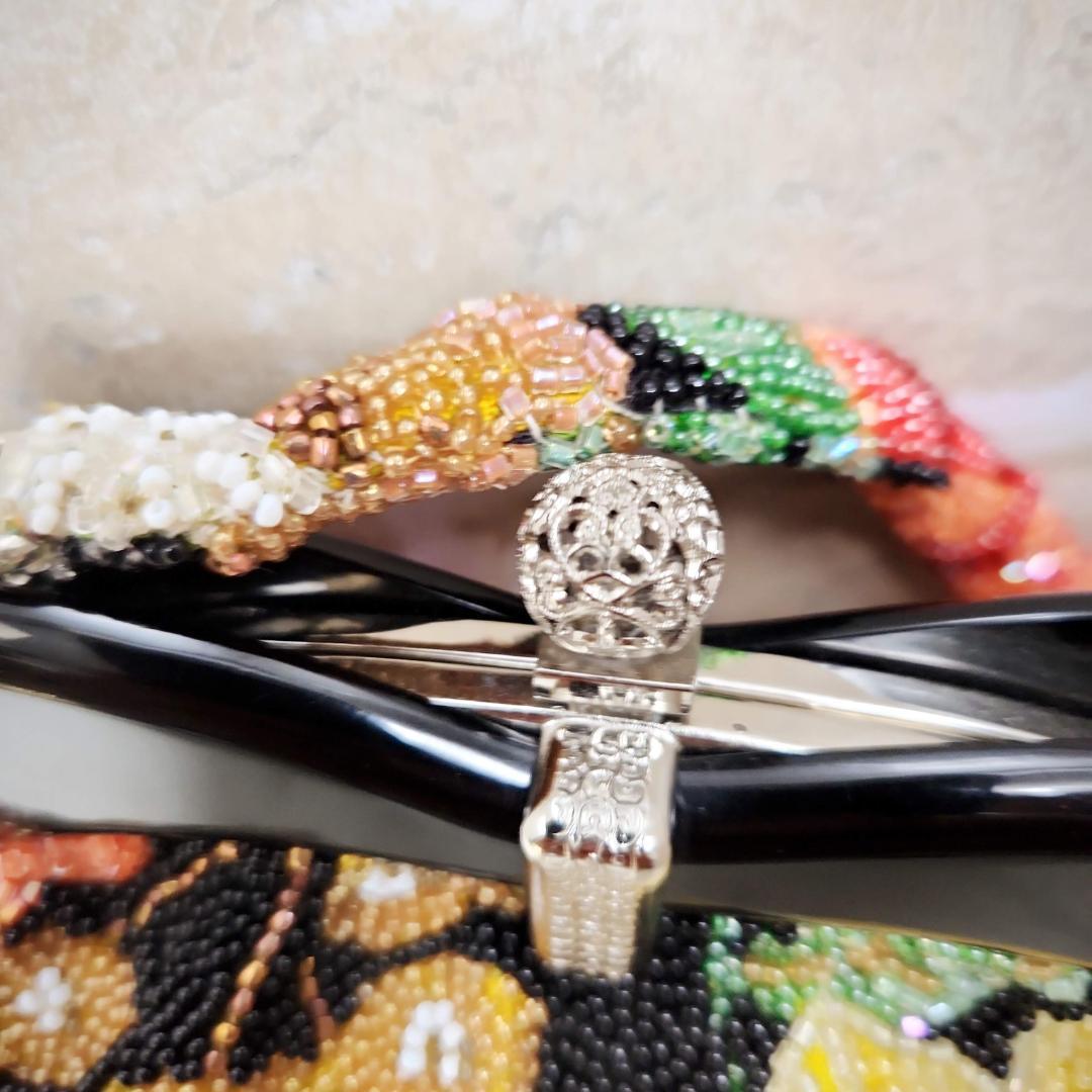 ★【はしもと】皇室御用達 大正ロマン-昭和レトロガマ口 ビーズバッグ カラフル